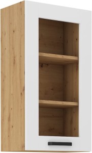 Horní skříňka do kuchyně s vitrínou LUNA 40 GS-90 1F bílá/dub Artisan