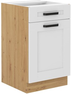 Kuchyňská stojanová skříňka se zásuvkou LUNA 50 D 1D 1S Bílý/Dub Artisan