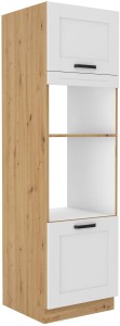Kuchyňská komínová skříňka pro troubu a mikrovlnnou troubu LUNA 60 DPM-210 2F Bílý/Dub Artisan