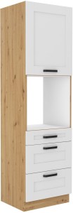 Komínová skříňka do kuchyně se 3 zásuvkami LUNA 60 DPS-210 3S 1F Bílý/Dub Artisan