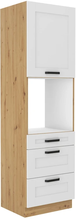 Komínová skříňka do kuchyně se 3 zásuvkami LUNA 60 DPS-210 3S 1F Bílý/Dub Artisan