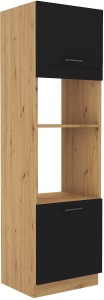 Komínová skříňka do kuchyně pro troubu a mikrovlnnou troubu MODENA 60 DPM-210 2F Artisan Oak/Černý