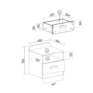 Noční stolek Lorento 12 Bílý/Dub Nash