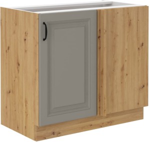 Rohová kuchyňská linka STILO 105 ND 1 F Hlína šedý/Dub Artisan