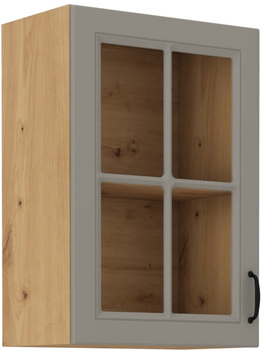 Horní skříňka do kuchyně s vitrínou STILO 40 GS-72 1F Hlína šedý/Dub Artisan