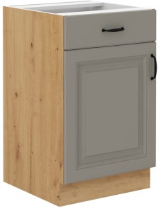 Stojící skříňka do kuchyně se zásuvkou STILO 50 D 1F 1 S Hlína šedý/Artisan Oak