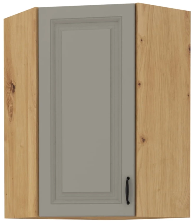 STILO 58x58 GN-90 1 F Hlína šedý/Dub Artisan rohová kuchyňská horní skříňka