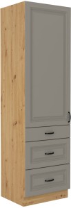 Komínová skříňka do kuchyně se zásuvkami STILO 60 DKS-210 3S 1F Hlína šedý/Artisan Oak