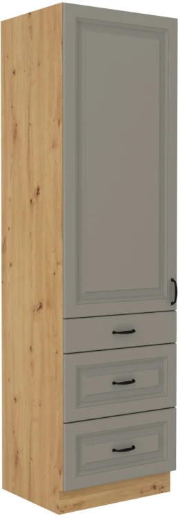 Komínová skříňka do kuchyně se zásuvkami STILO 60 DKS-210 3S 1F Hlína šedý/Artisan Oak