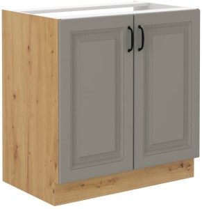 Kuchyňská skříňka pod linku STILO 80 ZL 2F Hlína šedý/Dub Artisan