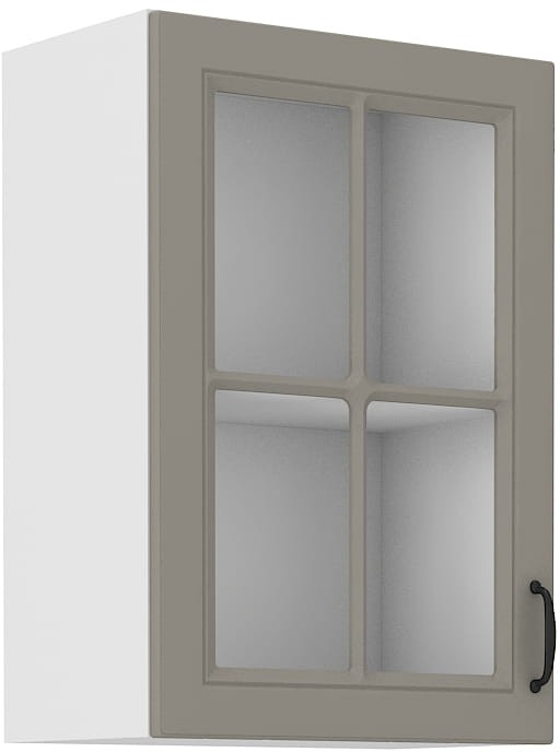 Horní skříňka do kuchyně s vitrínou STILO 40 GS-72 1F Hliněná šedá/bílá