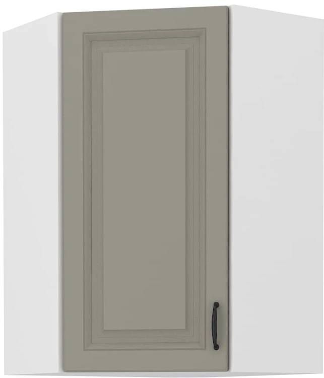 Rohová kuchyňská horní skříňka STILO 58x58 GN-90 1 F Hlína šedý/Bílý