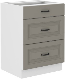 Stojící skříňka do kuchyně se zásuvkami STILO 60 D 3S Hlína šedý/Bílý
