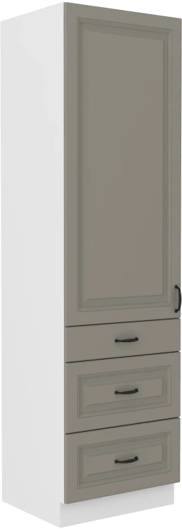 Komínová skříňka do kuchyně se zásuvkami STILO 60 DKS-210 3S 1F Hliněná šedá/bílá