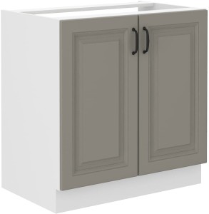 Skříňka do kuchyně pod dřez STILO 80 ZL 2F Hlína šedý/Bílý