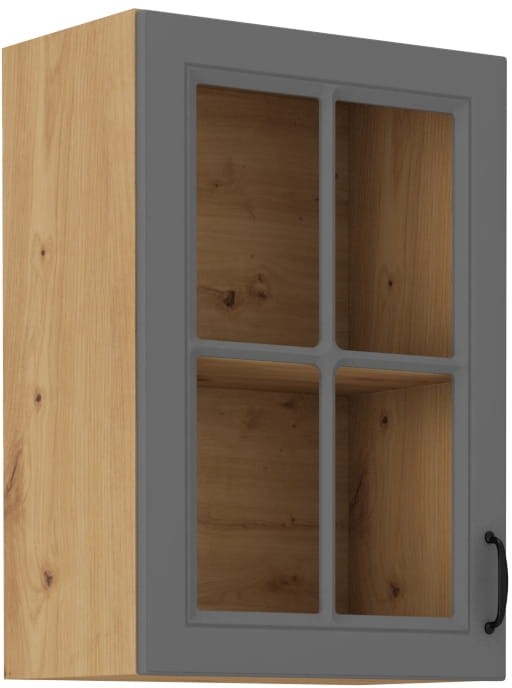 Horní skříňka do kuchyně s vitrínou STILO 40 GS-72 1F šedý/Dub Artisan