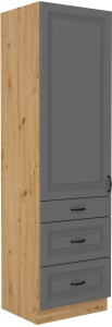Komínová skříňka do kuchyně se zásuvkami STILO 60 DKS-210 3S 1F šedý/Dub Artisan