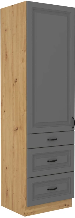 Komínová skříňka do kuchyně se zásuvkami STILO 60 DKS-210 3S 1F šedý/Dub Artisan