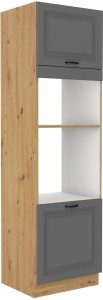 Komínová skříňka pro troubu a mikrovlnnou troubu STILO 60 DPM-210 2F šedý/Dub Artisan kitchen