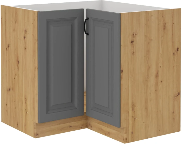 Rohová kuchyňská linka STILO 89x89 DN 1F šedý/Dub Artisan
