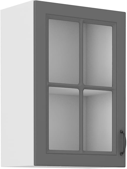 Horní skříňka do kuchyně s vitrínou STILO 40 GS-72 1F šedá/bílá