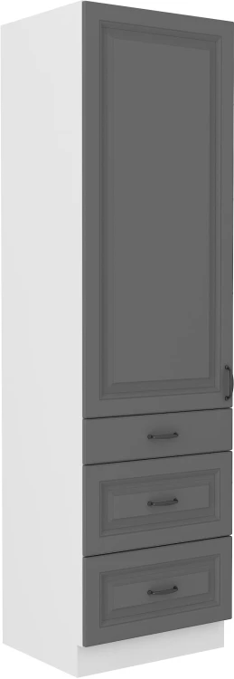 Komínová skříňka do kuchyně se zásuvkami STILO 60 DKS-210 3S 1F šedá/bílá