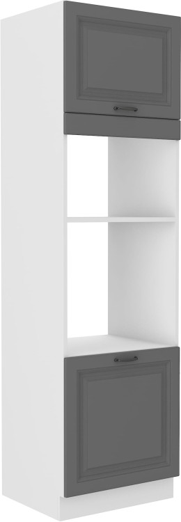 Komínová skříňka do kuchyně pro troubu a mikrovlnnou troubu STILO 60 DPM-210 2F šedá/bílá