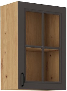 Horní skříňka do kuchyně s vitrínou STILO 40 GS-72 1F Graphite/Artisan