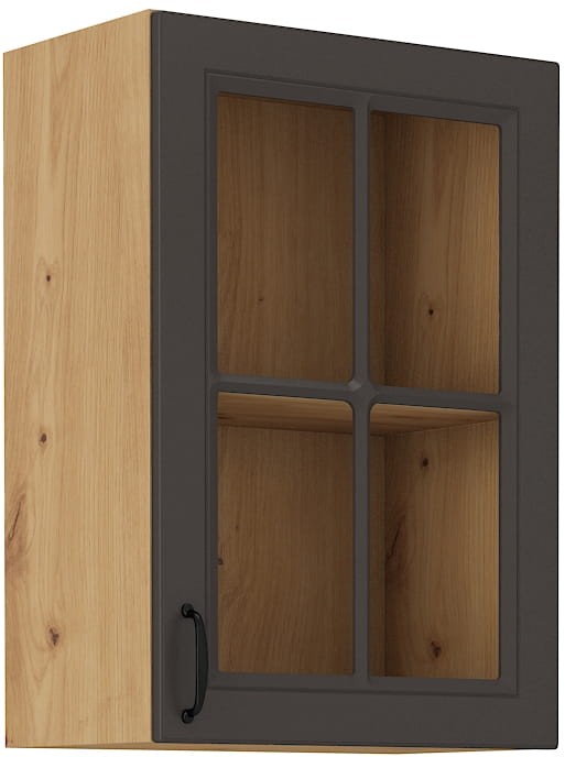 Horní skříňka do kuchyně s vitrínou STILO 40 GS-72 1F Graphite/Artisan