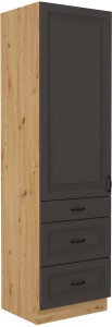Komínová skříňka do kuchyně se zásuvkami STILO 60 DKS-210 3S 1F Graphite/Artisan