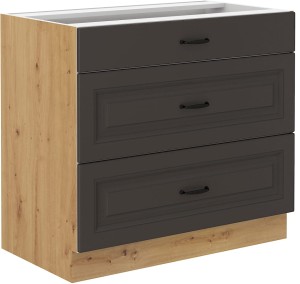 Skříňka do kuchyně se zásuvkami STILO 80 D 3S Graphite/Artisan
