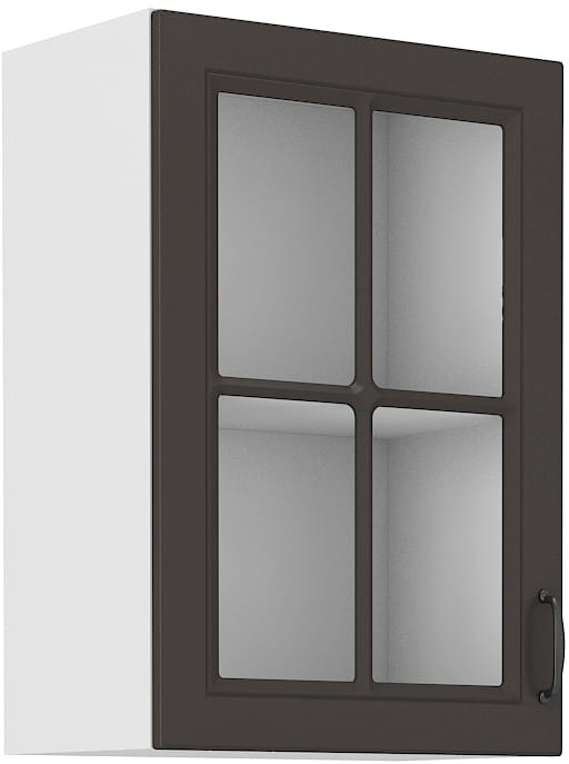 Horní skříňka do kuchyně s vitrínou STILO 40 GS-72 1F Grafitová/bílá