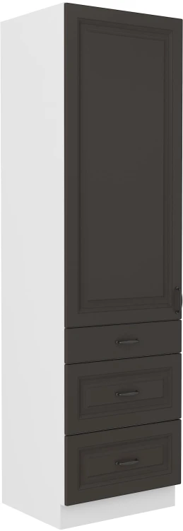 Komínová skříňka do kuchyně se zásuvkami STILO 60 DKS-210 3S 1F Grafitová/bílá