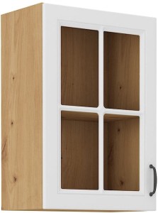 Horní skříňka do kuchyně s vitrínou STILO 40 GS-72 1F bílá/dub Artisan
