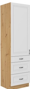 Komínová skříňka do kuchyně se zásuvkami STILO 60 DKS-210 3S 1F bílá/dub Artisan