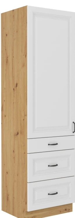 Komínová skříňka do kuchyně se zásuvkami STILO 60 DKS-210 3S 1F bílá/dub Artisan