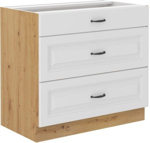 Skříňka do kuchyně se zásuvkami STILO 80 D 3S bílá/dub Artisan