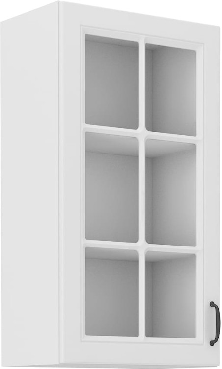 Horní skříňka do kuchyně s vitrínou STILO 40 GS-90 1F bílá/bílá