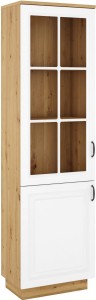 Prosklená vitrína do obývacího pokoje Flawia WHAR 60 2D Bílý/Dub Artisan