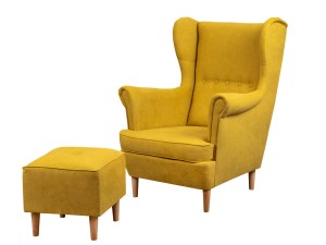 Křeslo Ušák s podnožkou Denver Žlutá