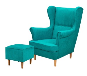 Křeslo Ušák s podnožkou Denver Tyrkysová
