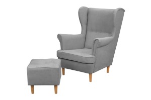 Křeslo Ušák s podnožkou Denver Světle šedá