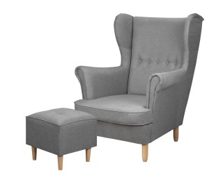 Křeslo Ušák s podnožkou Denver Šedá