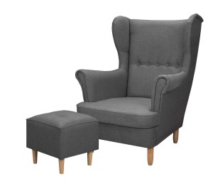 Křeslo Ušák s podnožkou Denver Grafitová