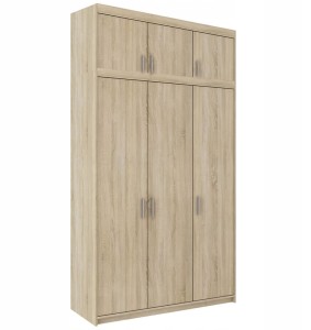 Třídveřová šatní skříň Elena 3D SO03 s nástavcem NAEL SO03 dub Sonoma