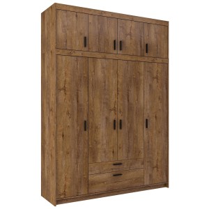 Čtyřdveřová šatní skříň Elena 4D DL04 s nástavcem NAEL DL04 Dub Lefkas