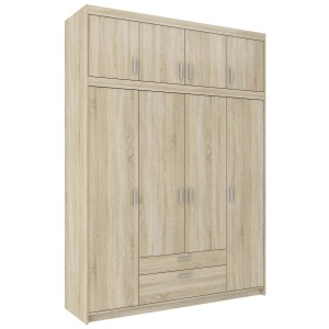 Čtyřdveřová šatní skříň Elena 4D SO04 s nástavcem NAEL SO04 dub Sonoma