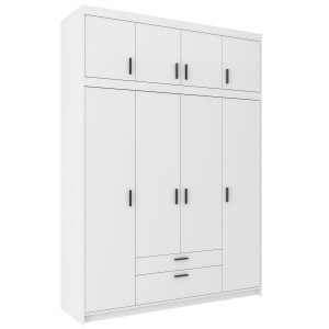 Čtyřdveřová šatní skříň Elena 4D WH04 s nástavcem NAEL WH04 Bílá