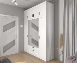 Zrcadlová šatní skříň Elena 4D DL04 s nástavcem NAEL DL04 Dub Lefkas