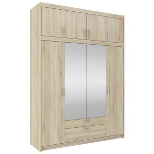 Zrcadlová šatní skříň Elena 4D SO04 s nástavcem NAEL SO04 Dub Sonoma
